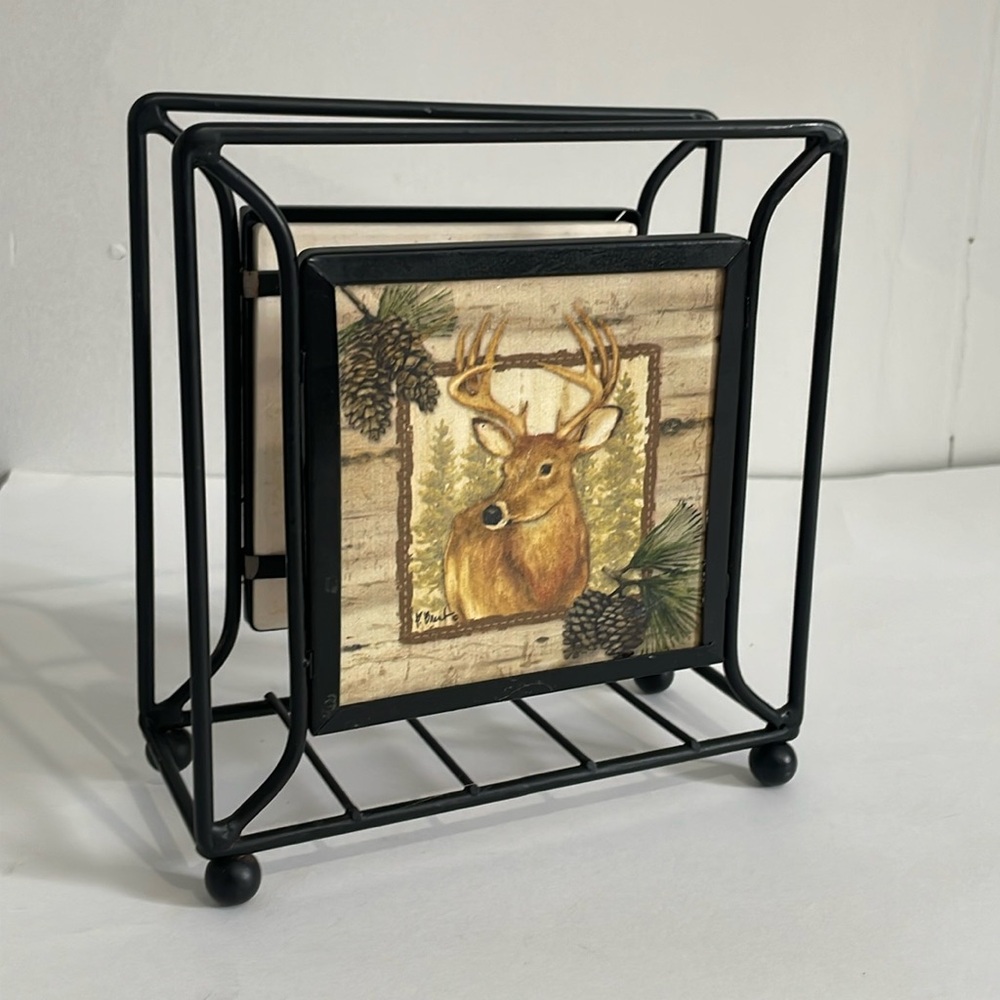 Napkin Holder Decorative Deer Pinecone Wildlife Decor Stag